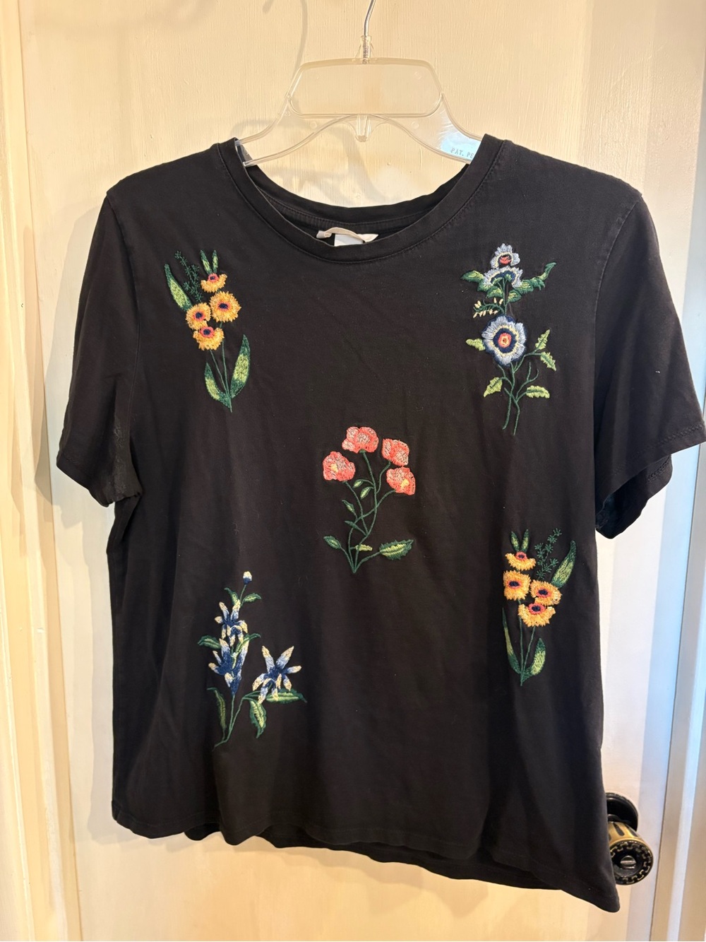 H&M Black Floral Embroidered Tee